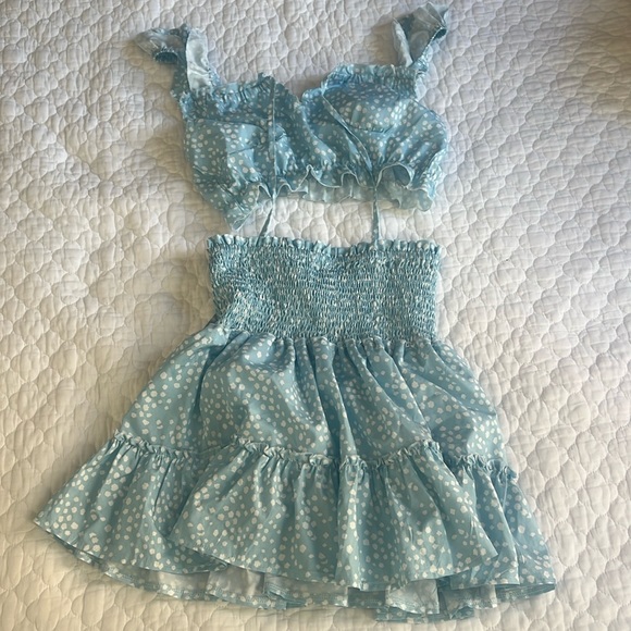 Kate Light Blue Swiss Dot Skirt Set main image 0